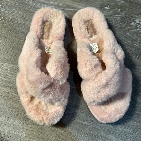 Koolaburra by Ugg Pink Faux Fur Slide Sandal Slippers - Picture 3 of 7